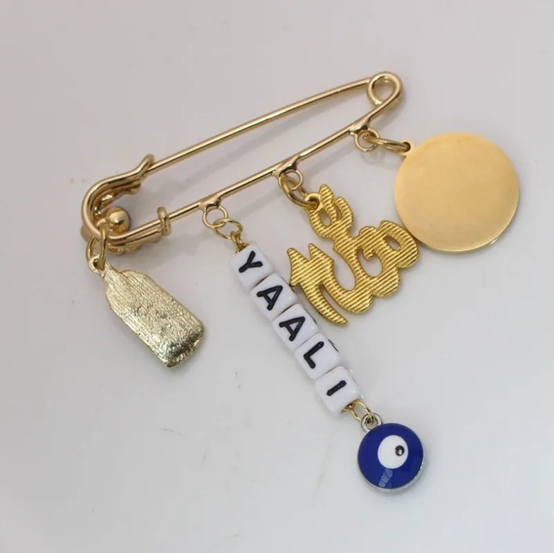 Мусульманский ислам аятул КУРСИ Алла Турецкий Дурной глаз Брошь из нержавеющей