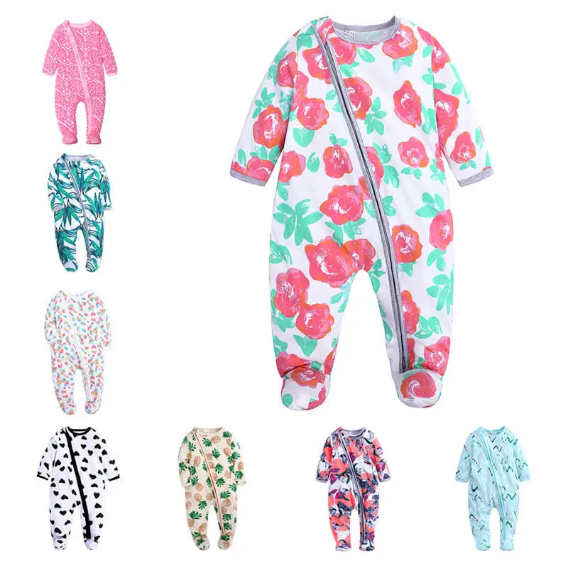 Infant Cartoon Flower Baby Clothes Girl&Boys Long Sleeve Baby Rompers Babygrow Sleepsuits Baby Romper 0-18 M