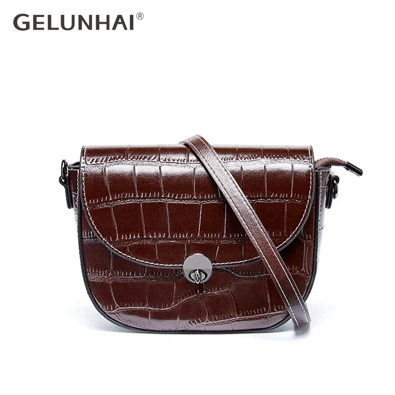 GELUNHAI крокодил узор коровья кожа，Горизонтальная сумка，леди мешок，сумки
