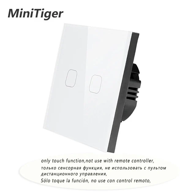 Minitiger wifi умный сенсорный выключатель приложение беспроводной дистанционный светильник настенный выключатель Хрустальная стеклянная панель работает с Alexa/Google Home - Цвет: Touch White 2 gang