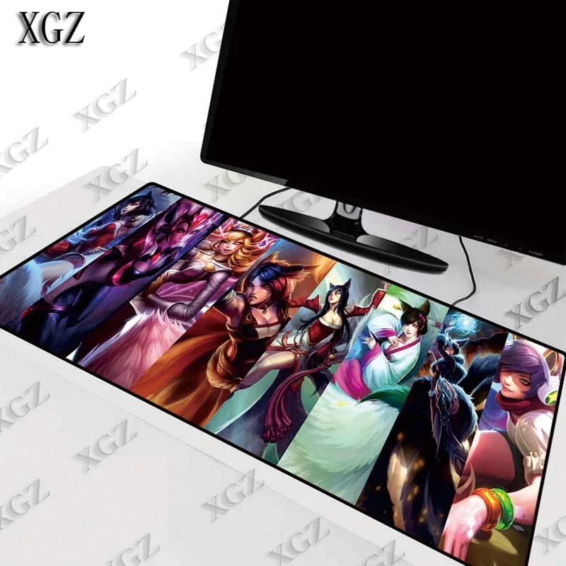 

XGZ Anime Sexy Girl Large Gaming Mouse Pad Natural Rubber PC Computer Gamer Mousepad Desk Mat Locking Edge for CSGO LOL Dota XXL