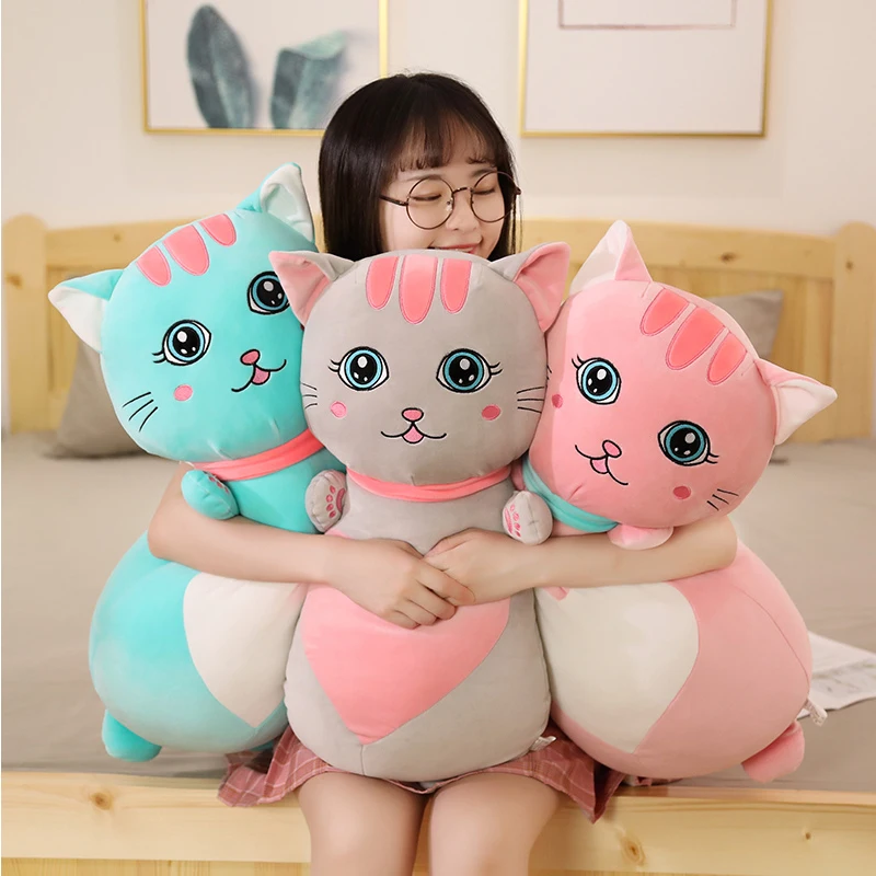 

3 colors Anime Kawaii Cat Soft Pillow Cute Stuffed Cartoon Animal Toys Doll Lovely Kitty Plush Toys for Kids Girls Birthday Gift