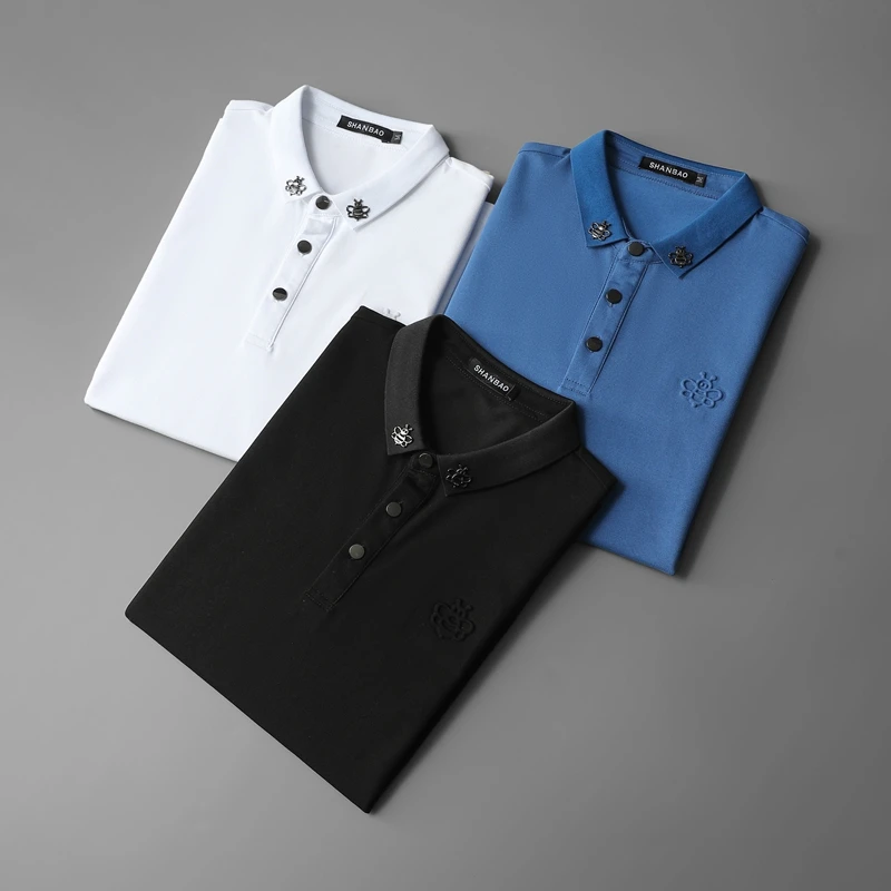 

Polo New Man Shirt Mens Casual Bee Embroidery Cotton Polo Shirts Men Short Sleeve High Quality Polos Hot Sale E0215