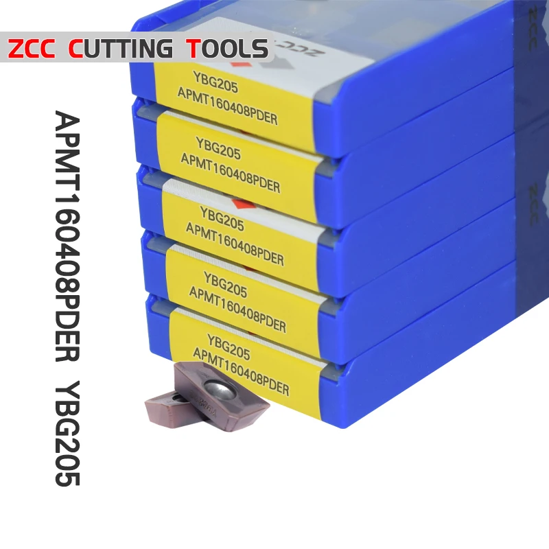 

50pcs ZCC Milling Cutter APMT160408PDER YBG205 Carbide Mill Tip APMT 160408 APMT1604 For Stainless Steel