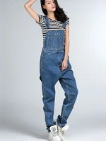 free shipping 2021 new fashion denim bib pants loose denim spaghetti strap pants plus size 28 42 jumpsuits for tall women summer