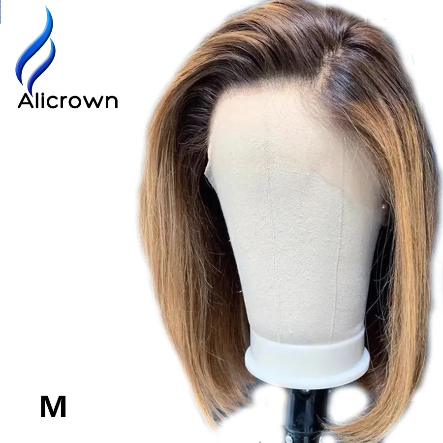 ALICROWN Ombre 13*6 короткие передние парики из человеческих волос отбеленные узлы