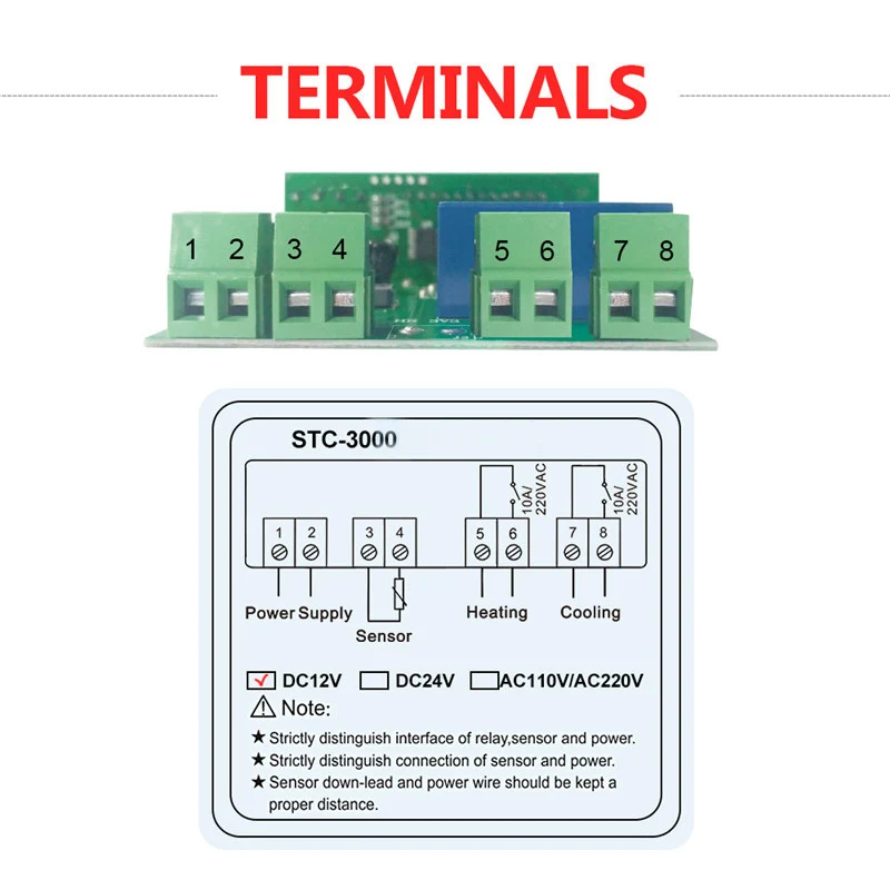 Stc 3000 12 В светодиодный цифровой регулятор температуры термостат датчик