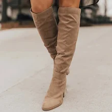 Woman Side Zipper Ladies Shoes Solid Color Female High HeelWomen Long Boots Fashion Sexy Boots For Women Comfortable Soft Shoes (3)