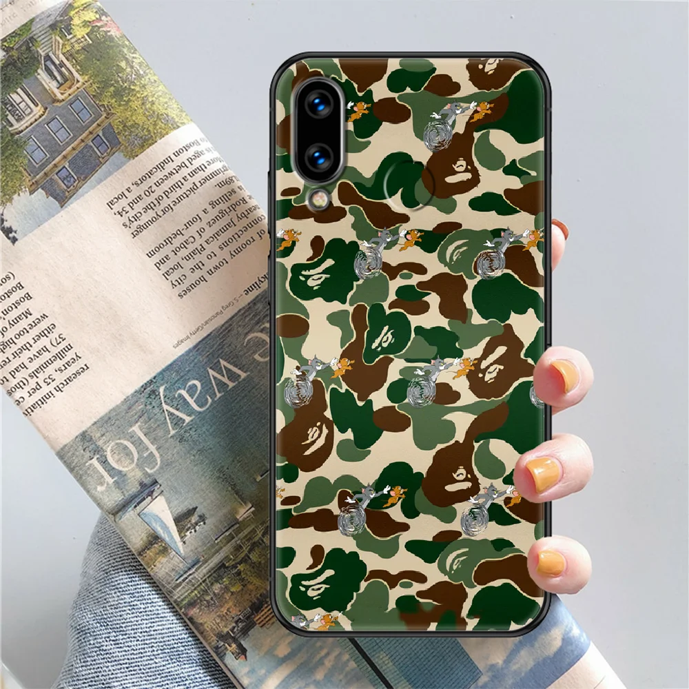

Fashion brand APE x Cat tom Phone case For Huawei Honor 6 7 8 9 10 10i 20 A C X Lite Pro Play black luxury Etui trend coque