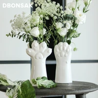 cat claw ceramic vase pot cute white ceramic flower pot animal flower pot arrange flowers desktop vase garden home decorations