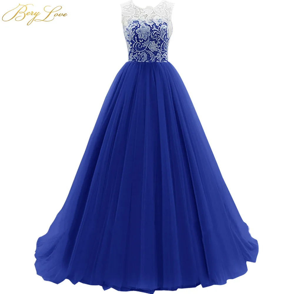 Royal Blue BeryLove/элегантное бальное платье для малышей; розовое торжественное вечернее платье; коллекция года; кружевное длинное платье из тюля; Вечерние платья на выпускной; abito soiree; вечерние платья - Цвет: Royal Blue