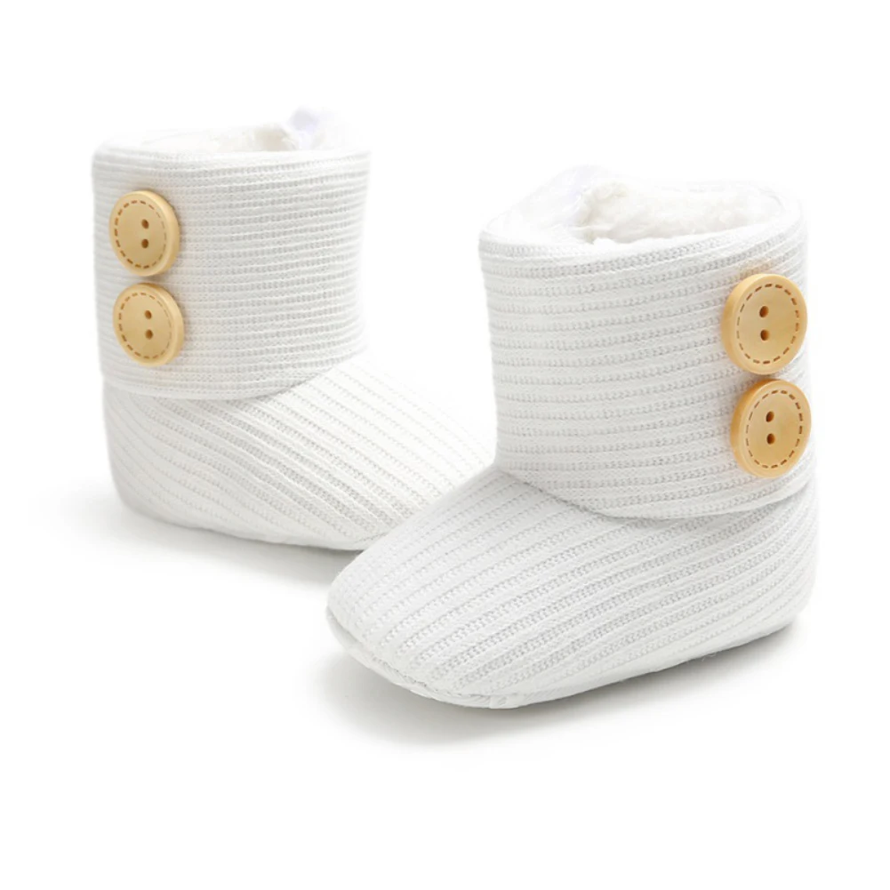 

ETOSELL Winter Toddler Plush Lined Fleece Shoes Newborn Ribbed Snow Boots Baby Boy Girl Soft Sole Bowknot First Walker 0-18M
