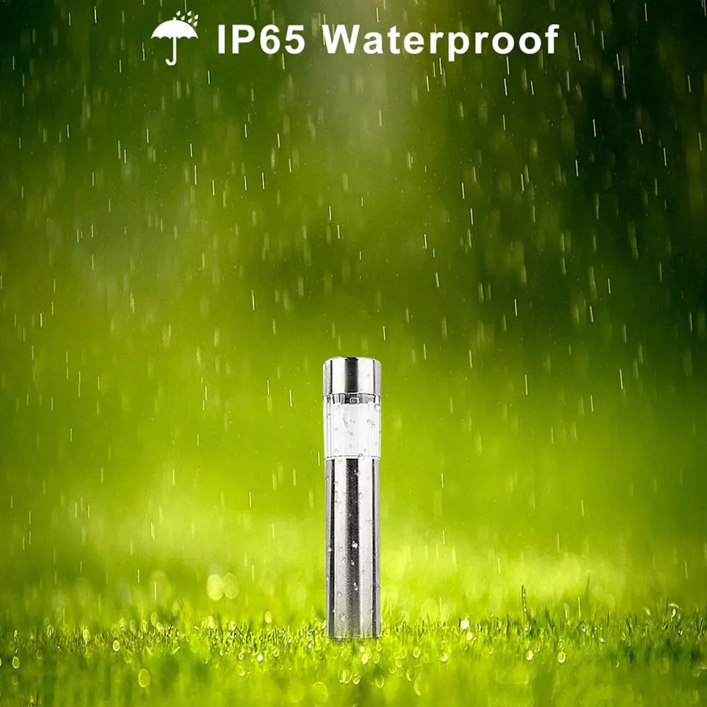 LED Solar Lawn Lamp Outdoor Garden Path Light Stainless Steel Bollard Led Stick Lights White | Лампы и освещение