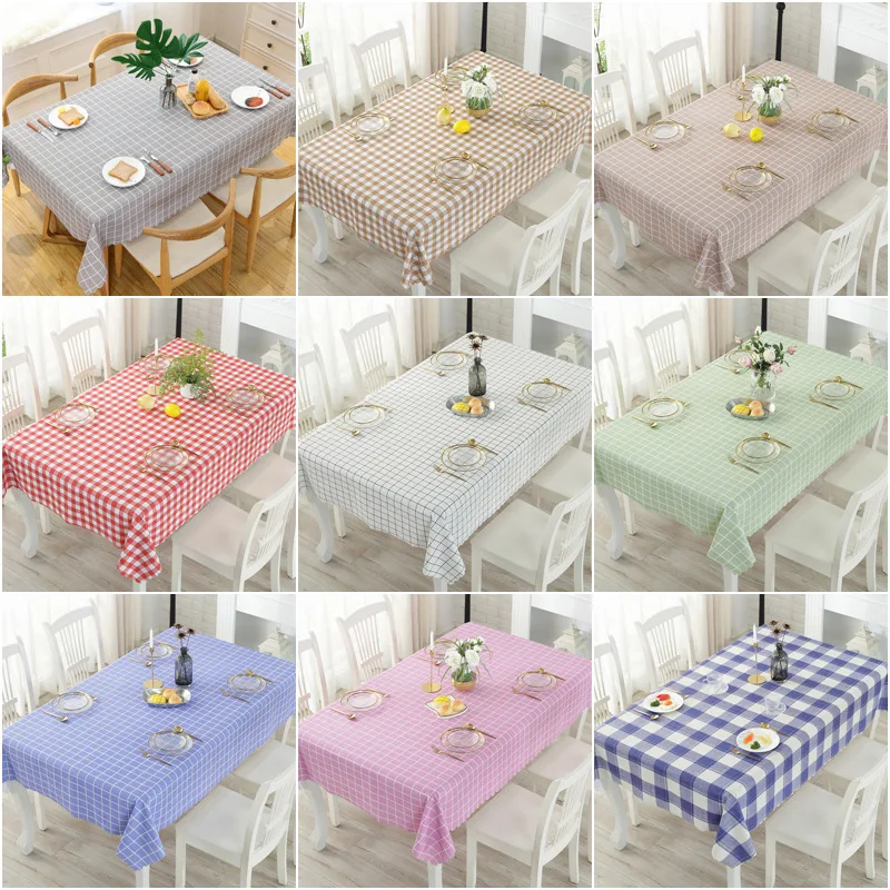 

300g Woven TableCloth PVC Waterproof Oilproof Dining Tablecloth Kitchen Rectangular Cuisine Party TableCover Straight Line