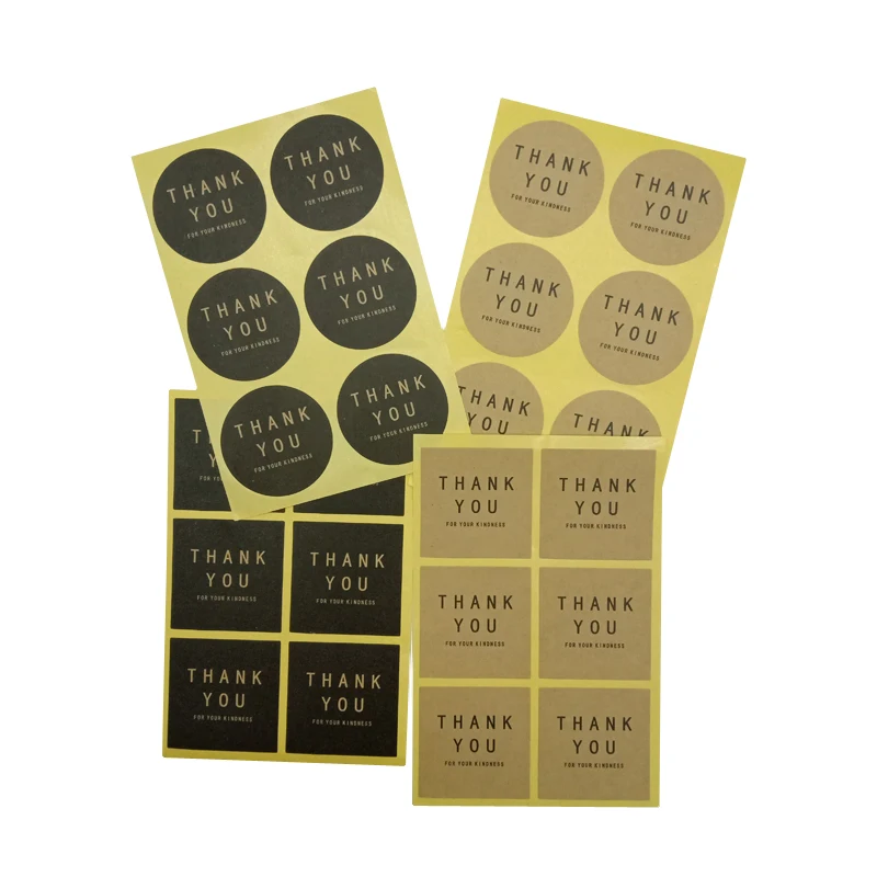 60 шт./упак. круглая квадратная крафт печать наклейка в подарок спасибо сделай сам
