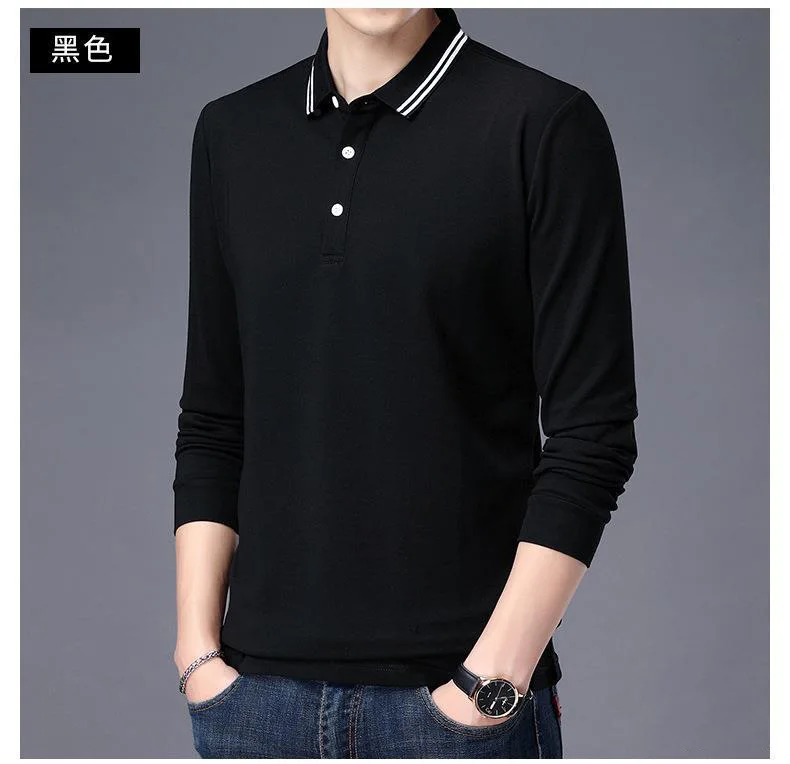 

ZOGAA 2021 Men's POLO Shirt Long Sleeve Lapel Collar Cotton Solid Color Casual Top Mens Fashion Casual Shirts Mens Street Wear