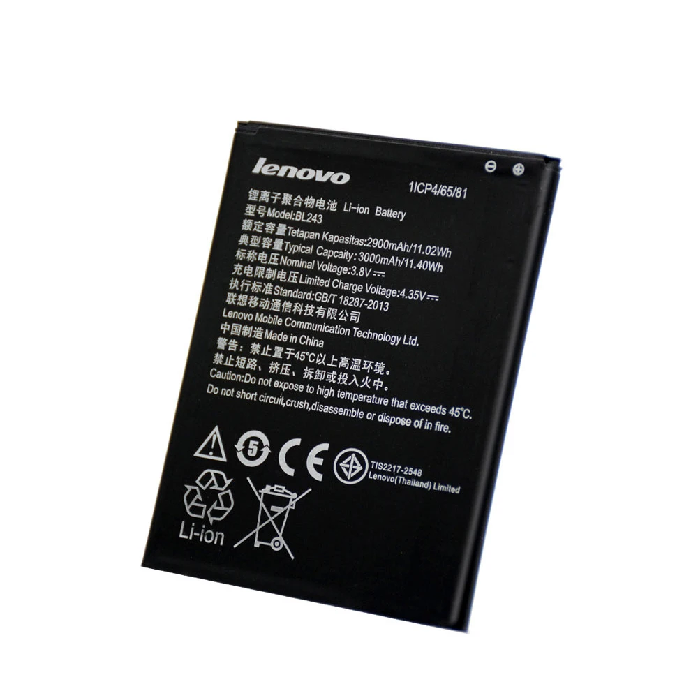 100% Оригинальный аккумулятор BL243 для Lenovo K3 Note K50 T5 A7000 A5500 A5600 A7600 2900/3000 мАч