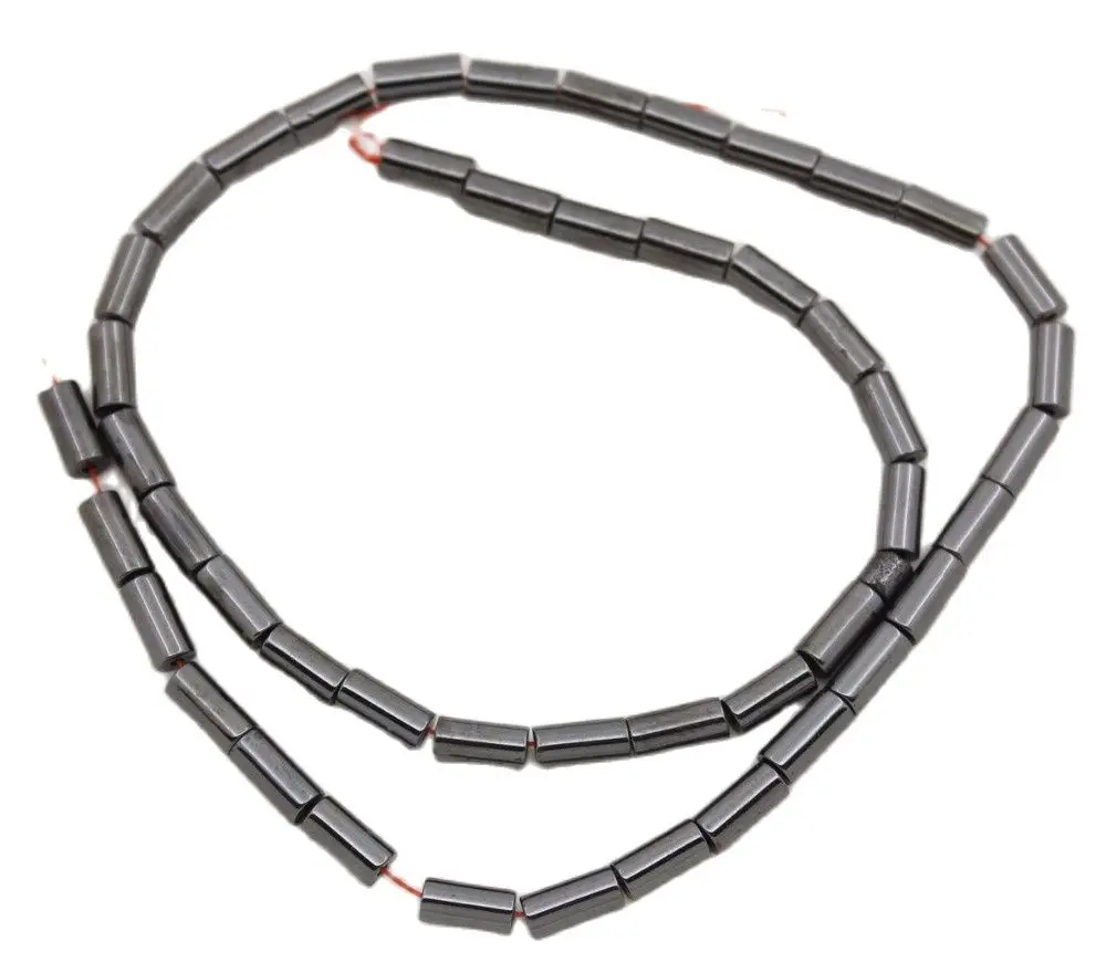 

Natural Black Hematite Tube 3mmX5mm Stone Loose Beads 15.5" Jewelry Making DIY