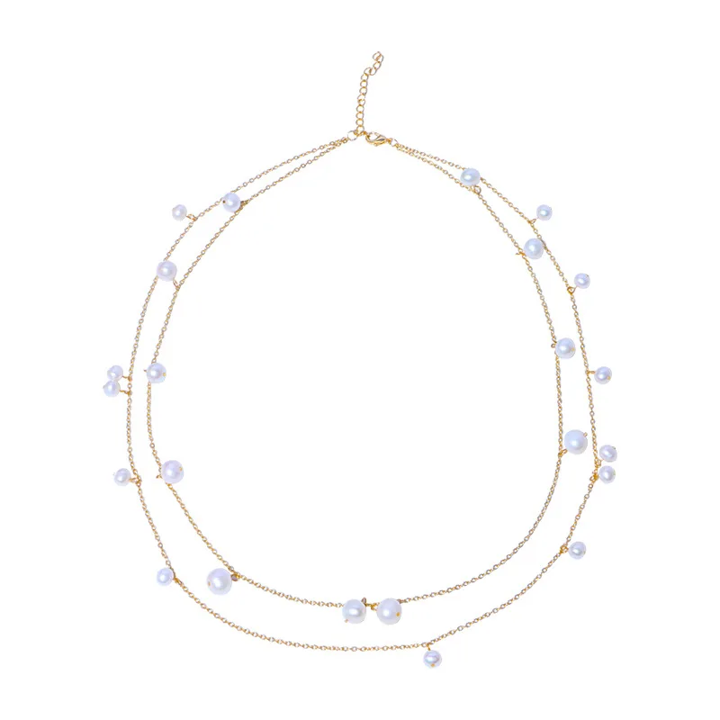 

Women's round natural pearl necklace 210326-80