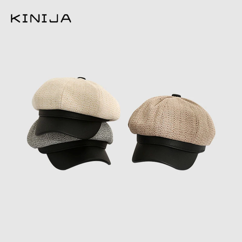 Модная Осенняя восьмиугольная кепка женский берет в стиле пэчворк ретро рисунок