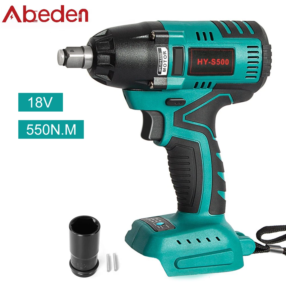 

Abeden 550N.M Rechargeable Impact Wrench Brushless for Makita 18v Battery Electric Torque Wrench Drill Cordless Power Tools