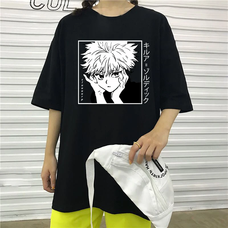 Men Women T-shirt Tops Kawaii Hunter X Tshirt Killua Zoldyck Crew Neck Fitted Soft Anime Manga Tee Shirt Clothes | Женская одежда