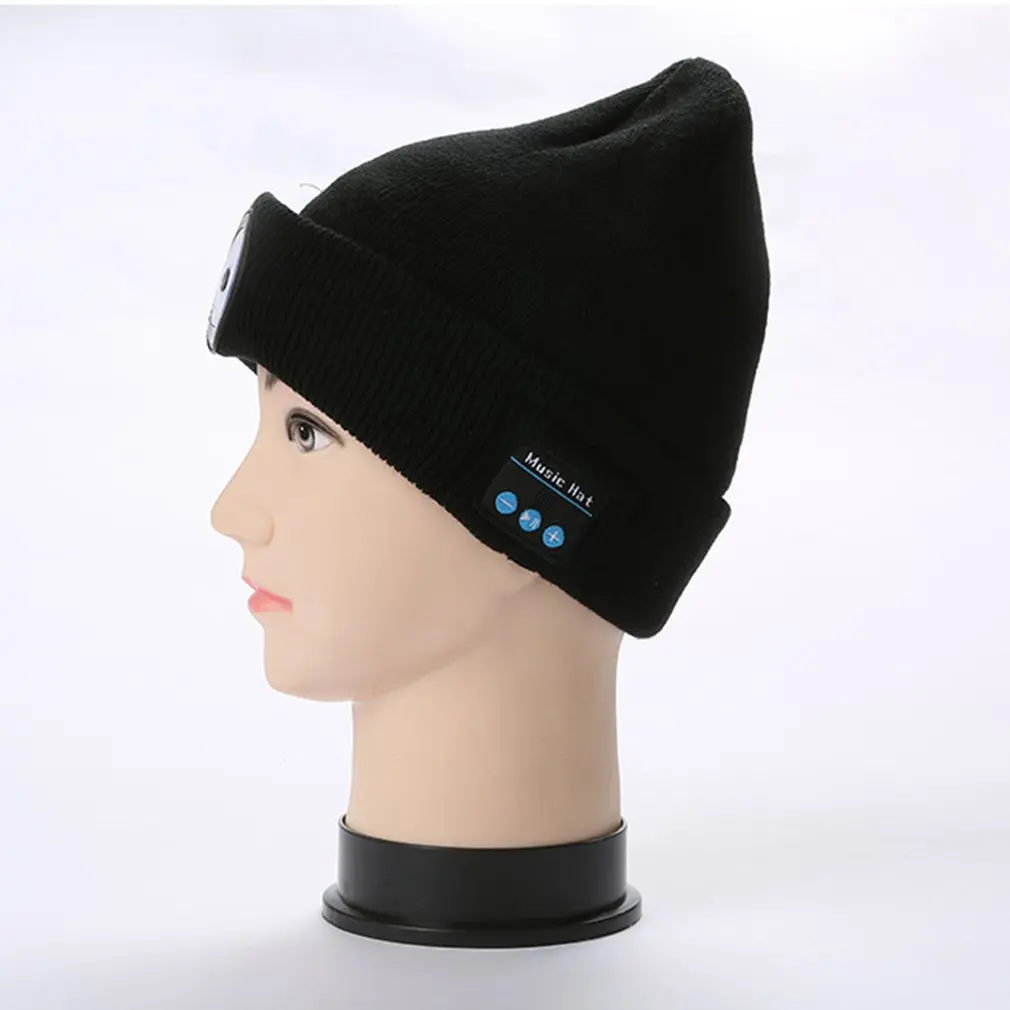 

Warm Beanie Wireless LED Hat Wireless Smart Cap Headset Headphone Speaker Wireless Communication Night Outdoor Lighting Hat
