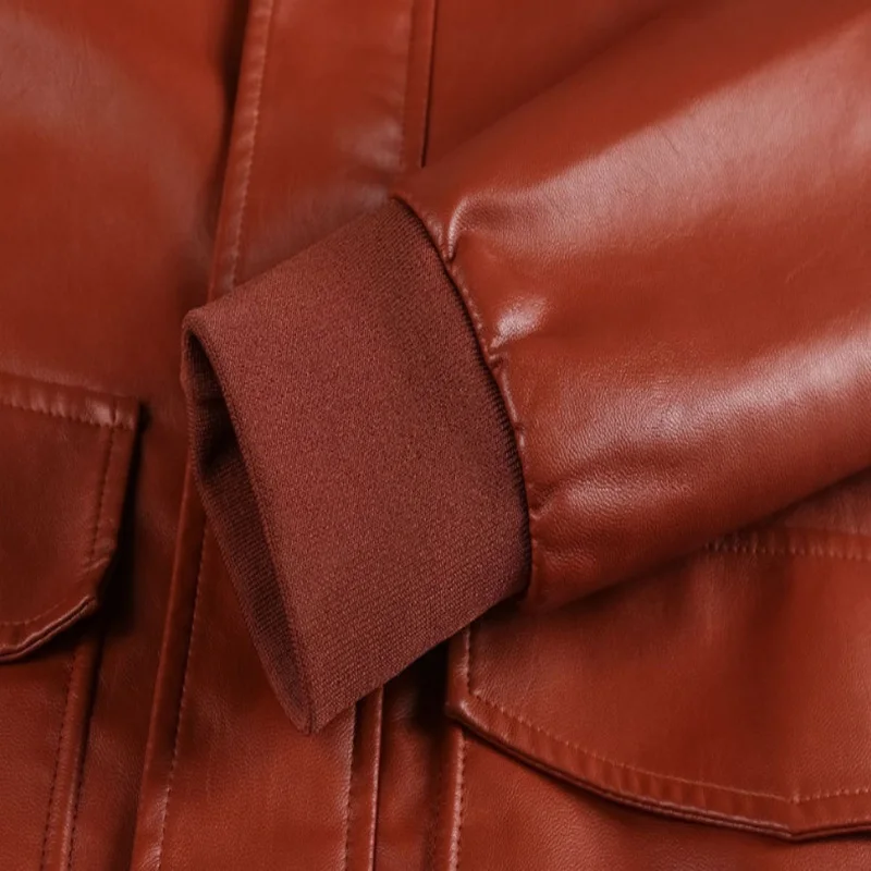 

Collar Spring Autumn Fur Detachable Leather Jacket Men Big Pockets Motorcycle Leather Jacket Men PU Coats Simple Biker Jacket