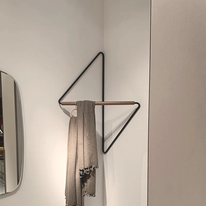 

Iron Wooden Clothes Rack Creative Modern Simple And Abstract Wall Corner Hanger Wall Hanging Geometric Coat Hanger