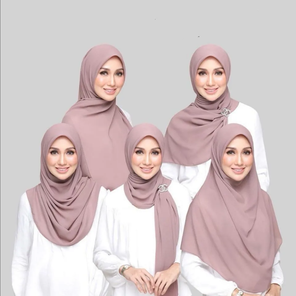 

Hot Selling Pearlplain Chiffon Hijab Scarf Bubble Monochrome Headband Solid 40 Colors Women Scarf, Free Headscarf Rack