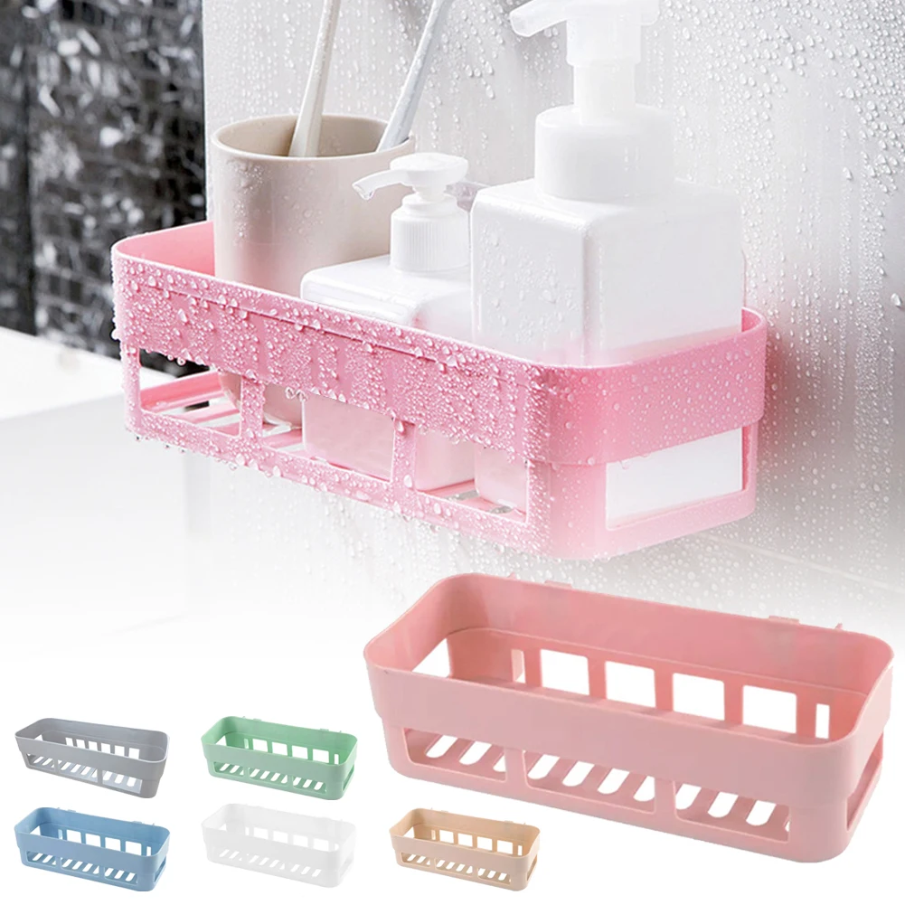 

Wall-Mounted Bathroom Storage Organizer Shower Caddy Self-Adhesive Bathroom Shelf Accessories for Home Bathroom