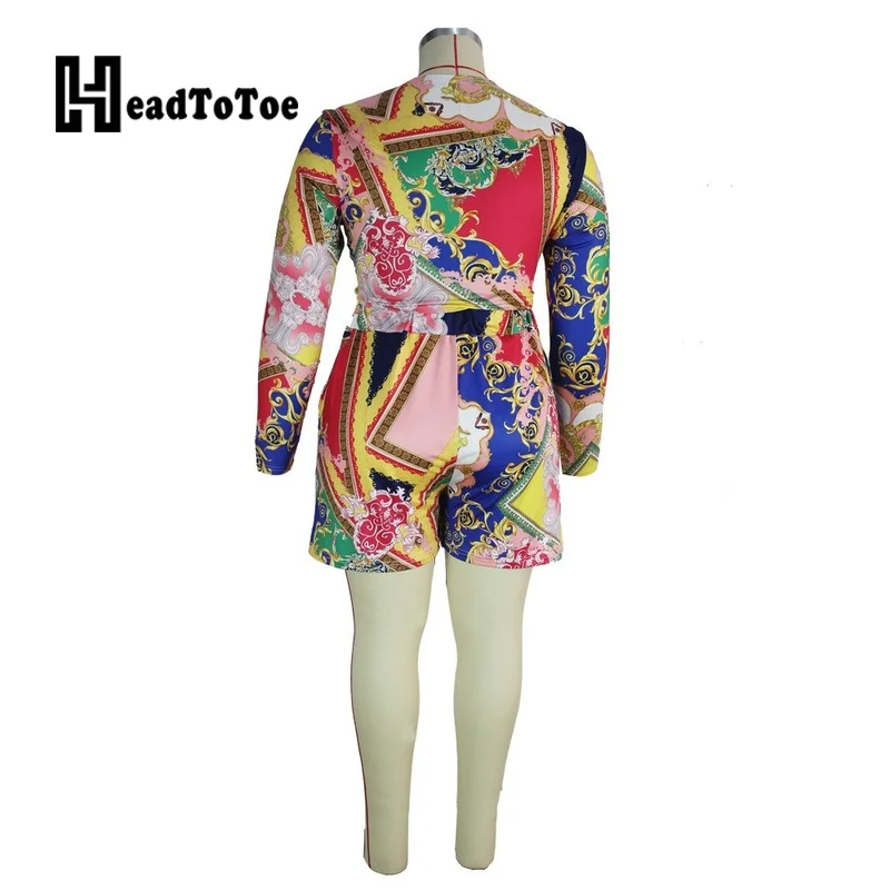 

Colroblock Print Lace Up Draped Fashion Two Piece Set Women Full Sleeve V Neck Oversize 2 Piece Set Women