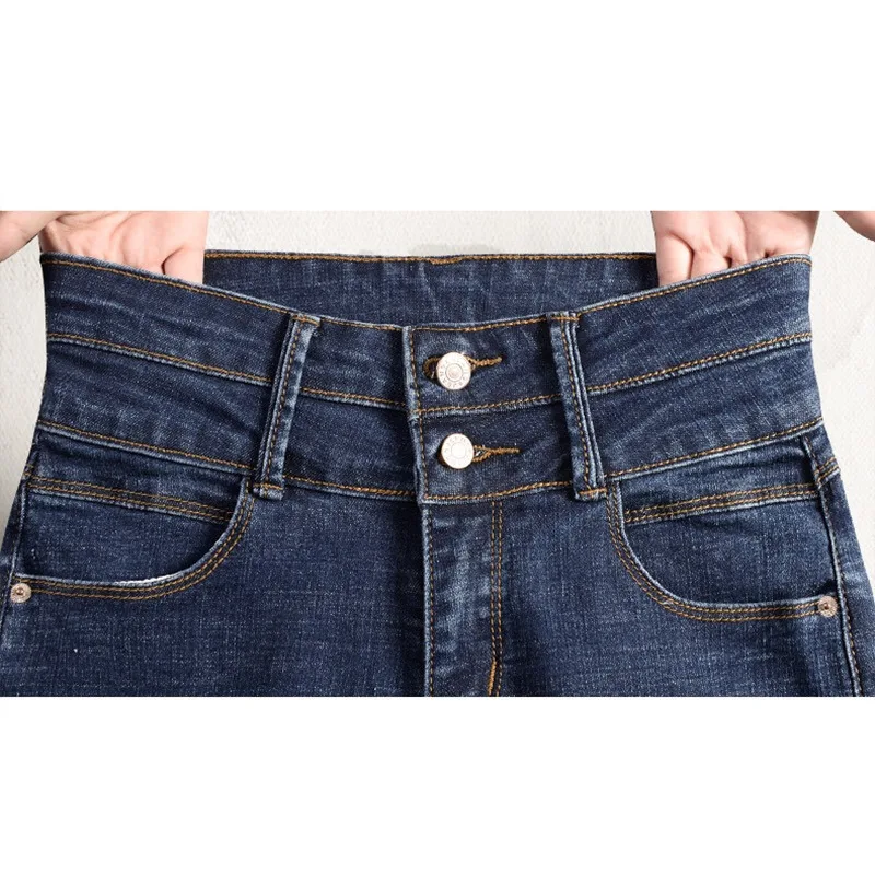 

LIBERJOG Women Pencil Jeans High Waist Elegant Skinny Pockets Spring Autumn Zipper Denim Pants Lady Slim Casual Trousers