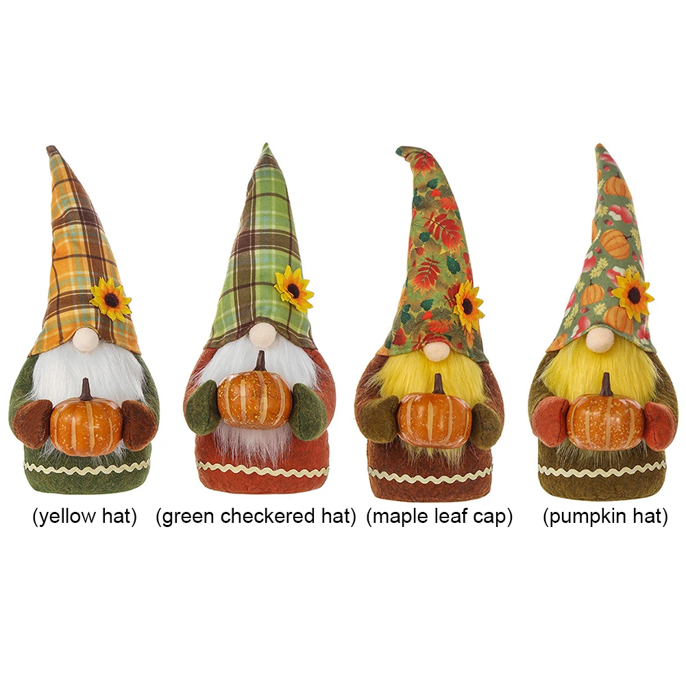 

Harvest Festival Pumpkin Pointed Hat Elf Faceless Doll Gnome Standing Posture Long Beard Plush Goblin Dwarf Doll Gifts Deco
