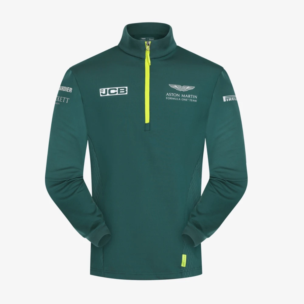 

F1 Aston Martin Racing Team Brand Racing Suit Men 's Casual Sweatshirt Fall / Winter New Half Zipper Pure Color Pullover