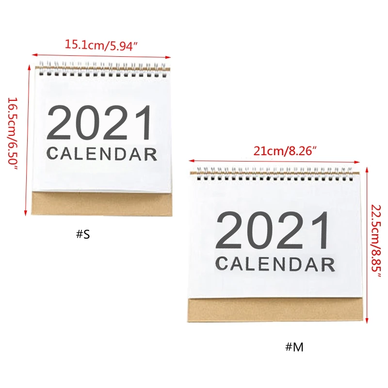 

2021 Simple Desktop Calendar English Coil Daily Monthly Planner Schedule Yearly Agenda Organizer Home Office