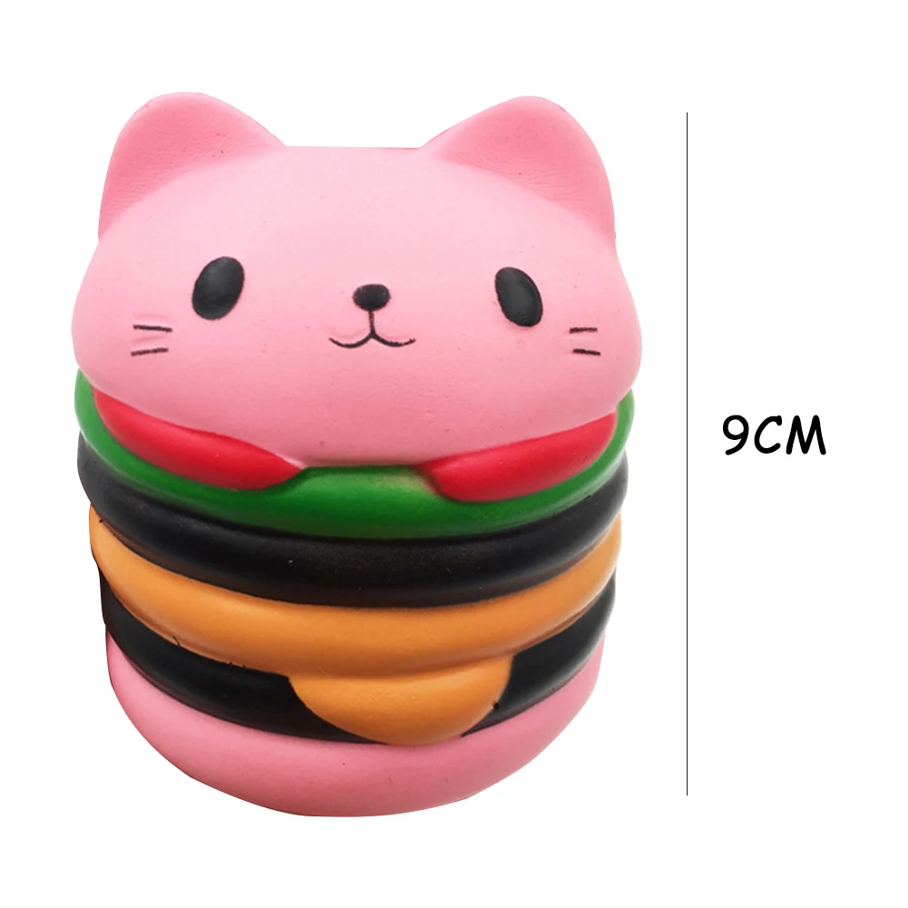 

Kneading Toy Slow Rebound Cat Head Hamburger Soft Cartoon Decompression Toy Kneading Stress Relief Sensory Toy For Kids Adult