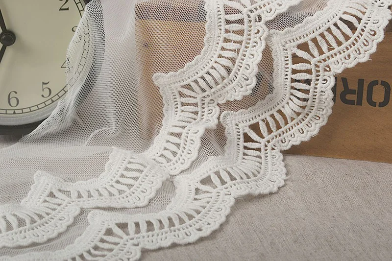 2 ярда 14 см ширина роскошная белая черная кружевная ткань с вышивкой двухслойная