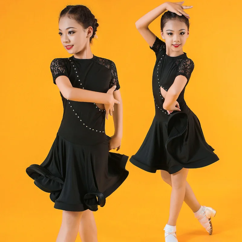 Children Professional Latin Dance Dress for Girls Ballroom Competition Dresses kids Modern Waltz/tango / Cha Costumes | Детская одежда