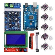 3D Printer Controller Kit Mega 2560 Uno R3 Starter Kits+RAMPS 1.6+5Pcs DRV8825 Stepper Motor Driver + LCD 12864 Reprap