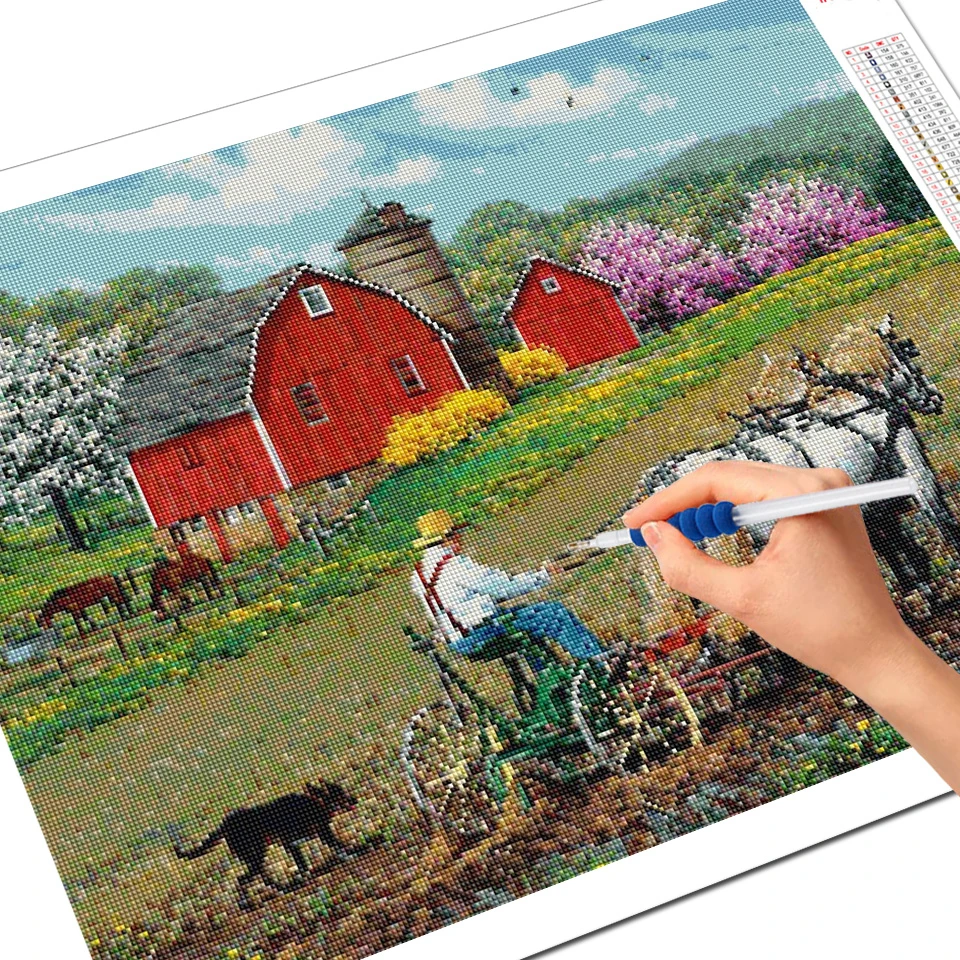 evershine 5d diy diamond painting house mosaic art diamond embroidery farm landscape handmade gift wall decorations free global shipping