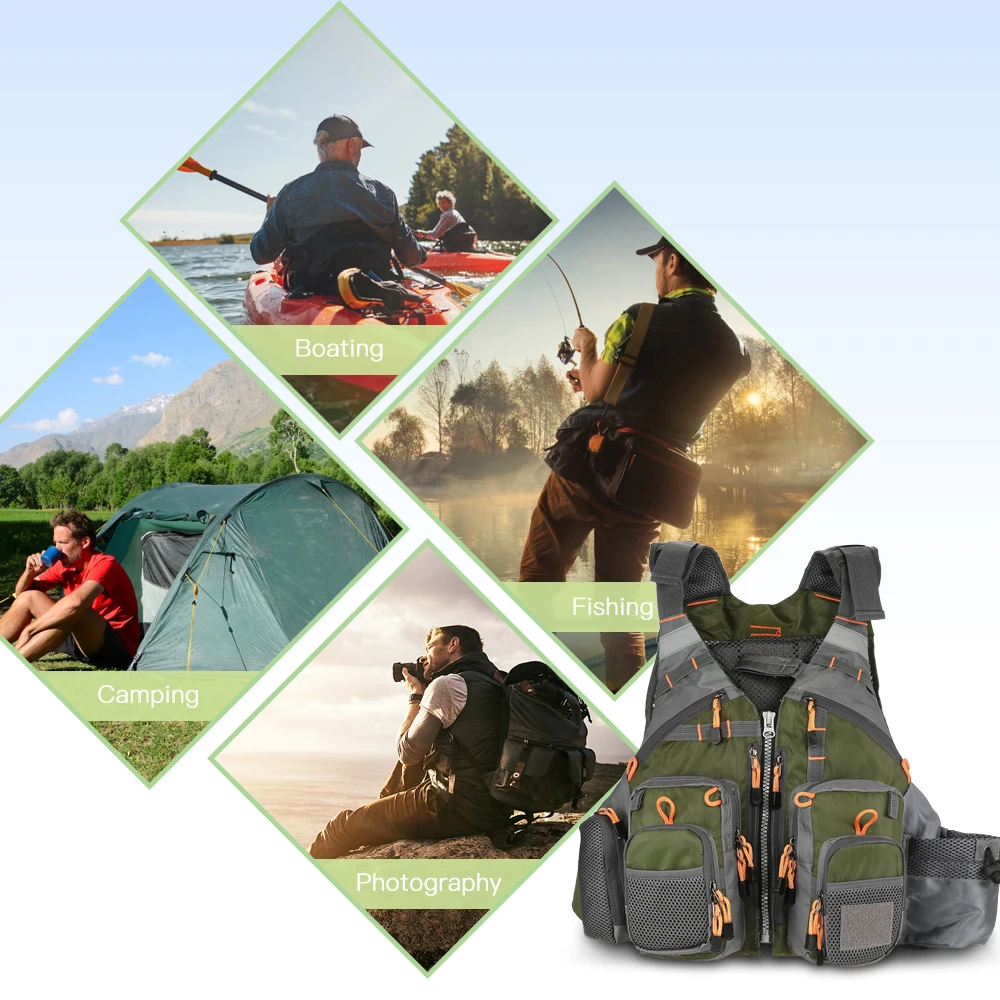 2021 Good Men Professional Life Jacket Buoyancy Suit Portable Fishing Vests Multi-Pockets Waterproof Sea Fishing Adjustable Vest images - 6