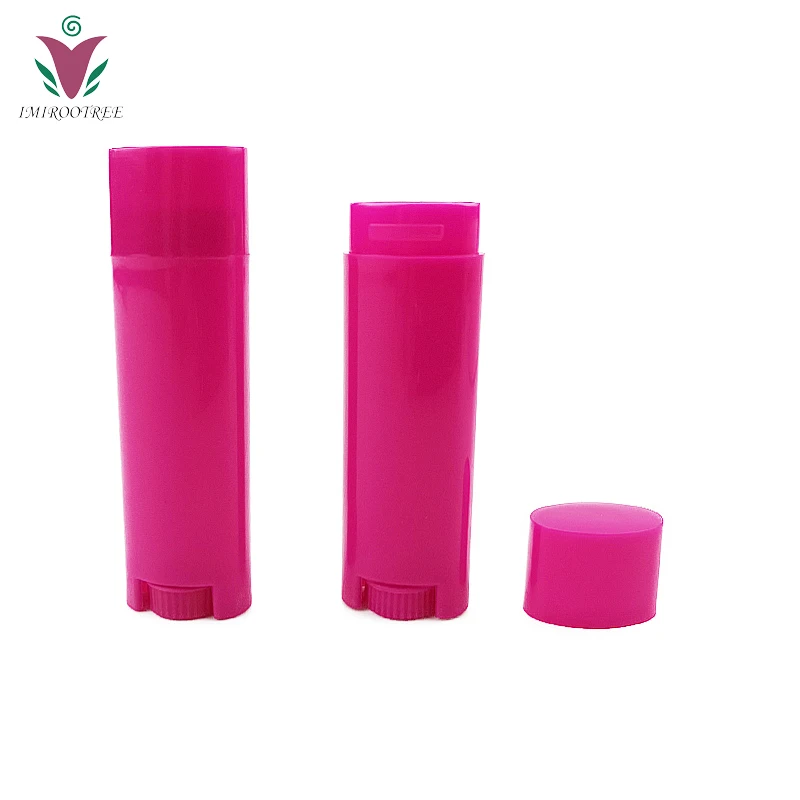 

100pcs 5gm Empty Ellipse Plastic Lip Balm Container Bottle Lip Balm Tube with rose red