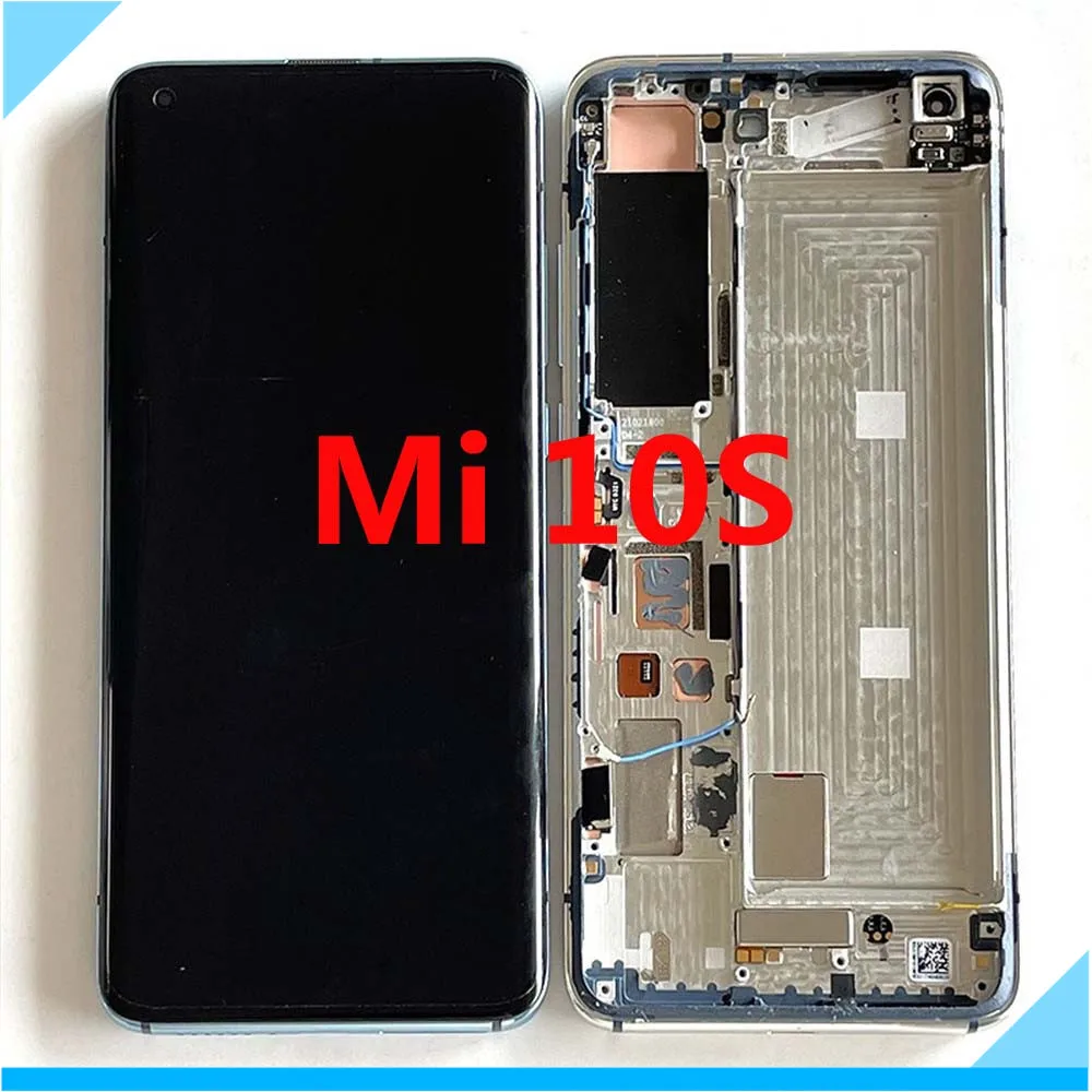 Pantalla LCD AMOLED Original, montaje de digitalizador de pantalla t&aacute;ctil con Marco, piezas de bisel para Xiaomi Mi 10S-0
