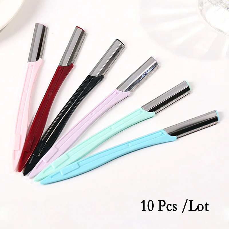 

10 шт. триммер для бровей, лезвия, бритва, нож для идеальной формы бровей, бритва для удаления волос, инструмент для макияжа, Женская бритва дл...