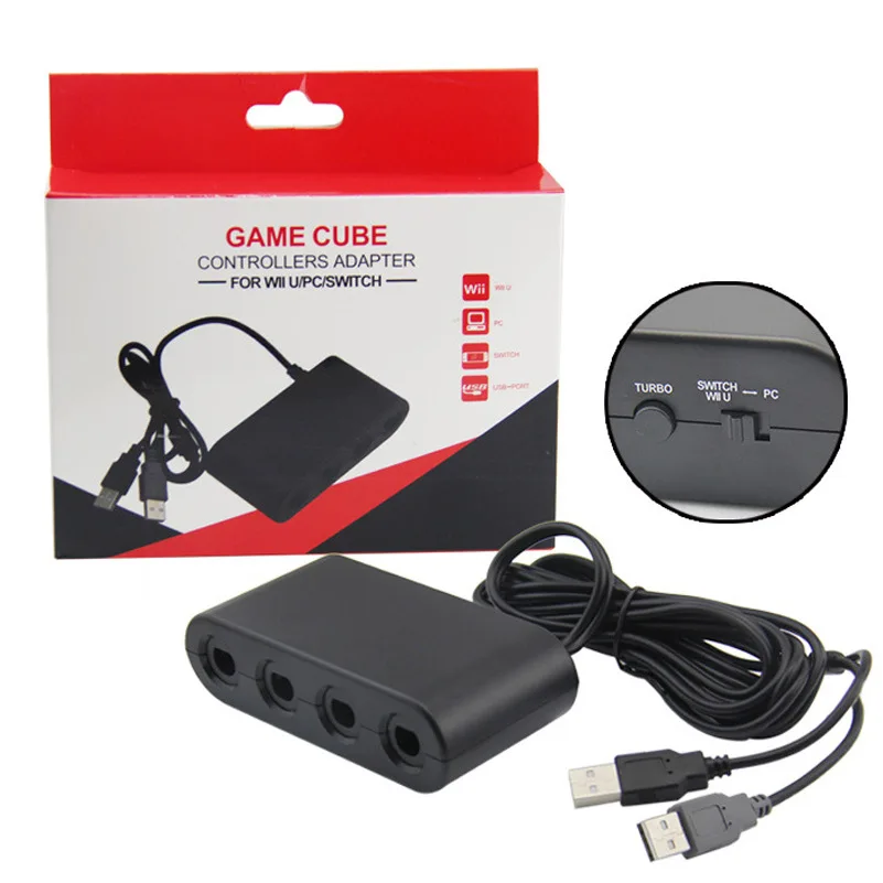 

3 in 1 GC Controller Adapter for Nintendo Switch WiiU PC 4 Game Cube Controller Ports Converter NX NS Switch Handle Converter