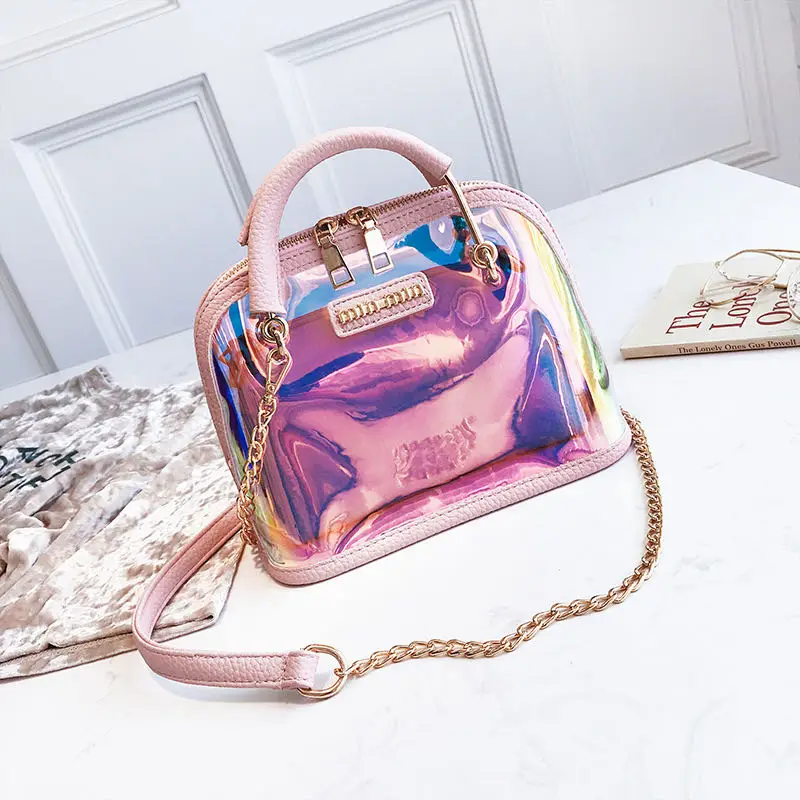 2018 прозрачная двухсекционная сумка портфель женская летняя мини на одно плечо