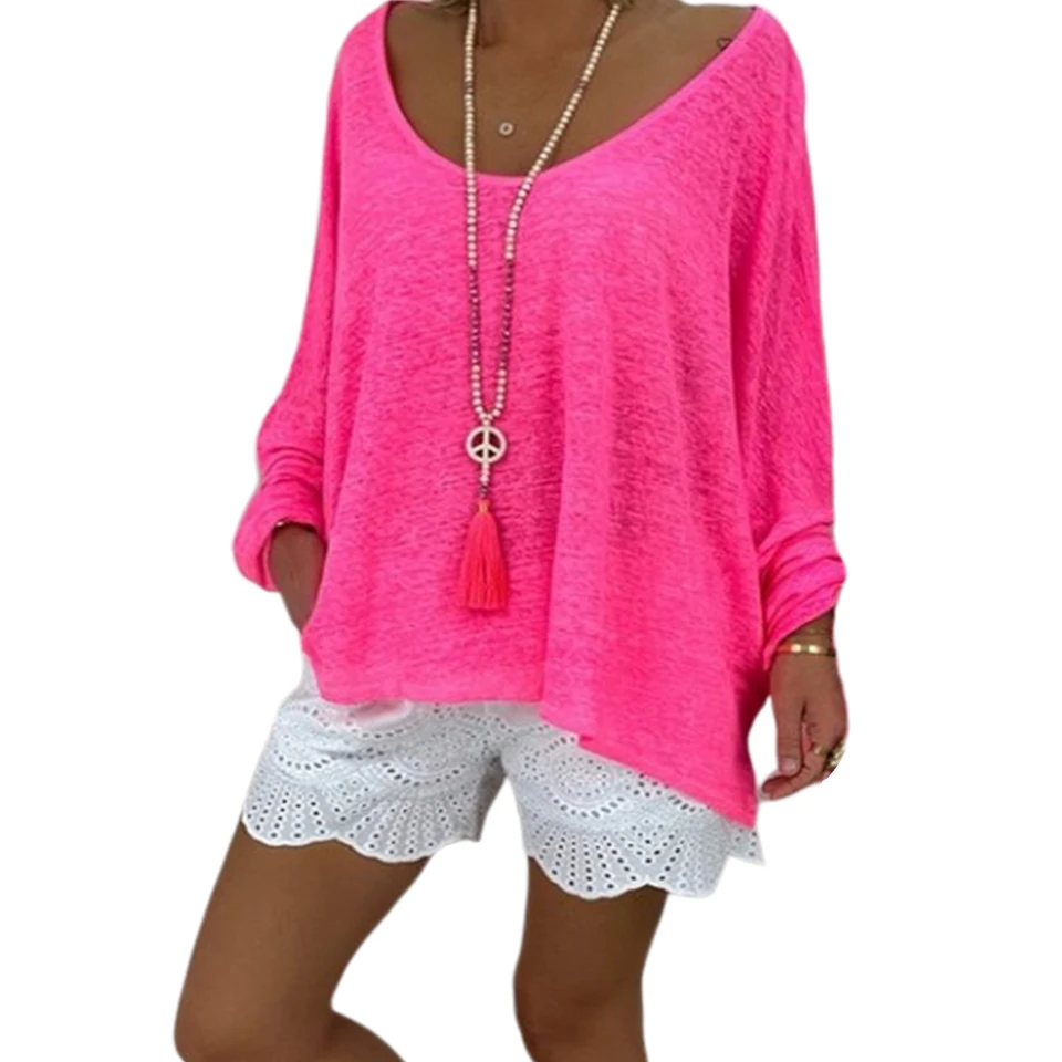 Совок Шеи Простой Оверсайз Футболка Открытыми Плечами С Рукавами Топ Больше Плюс