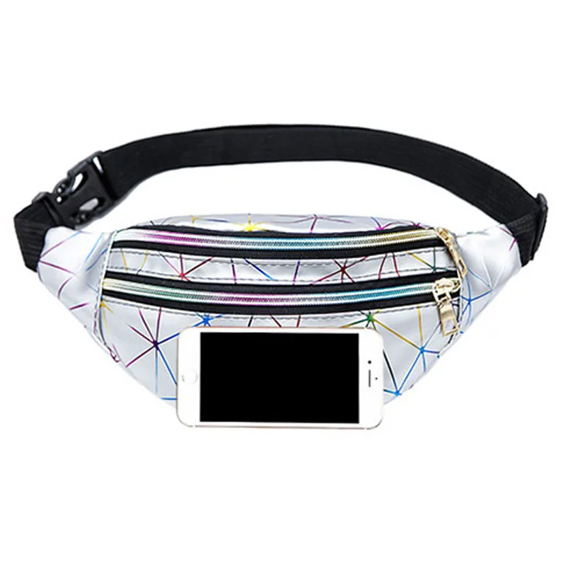 Поясная Сумка для женщин забавная розовая Серебристая Сумочка с геометрическим