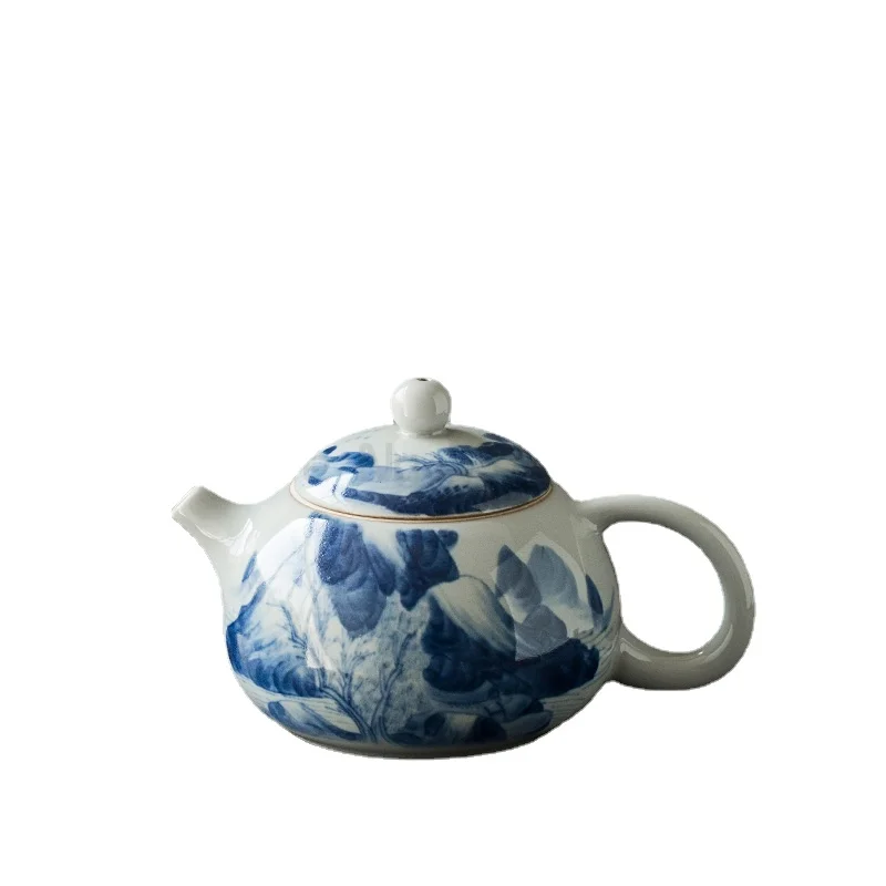 

Чайник ручной росписи, глазурь с имитацией древнего фарфора, ручная работа, с отверстиями для шаров, кунг-фу, керамический чайник